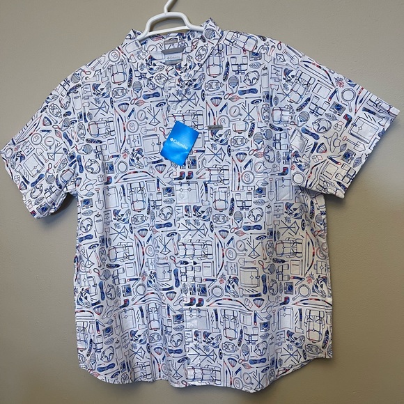 Columbia Men's Rapid Rivers Printed Short Sleeve Size XXL/ M. Mountain Red Camp - Picture 6 of 11